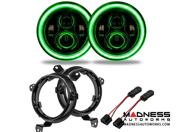 Jeep Wrangler JL High Powered LED Lights - Green - Pair - 7"